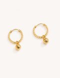 Ball Drop Hoop Earrings - Yellow Gold