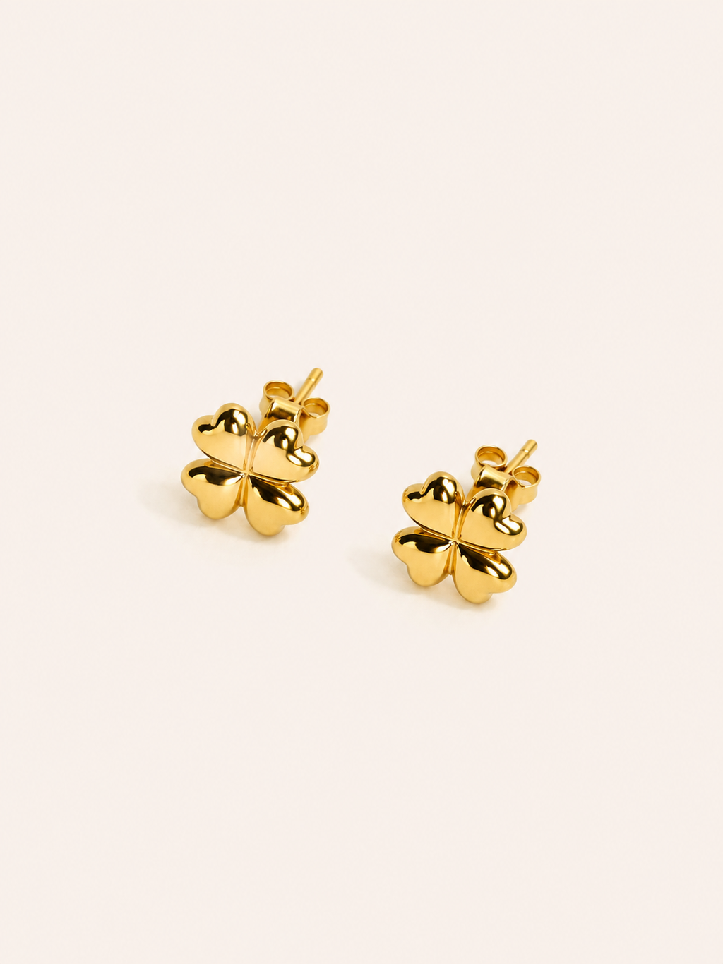 Clover Stud Gold Earrings - Yellow Gold