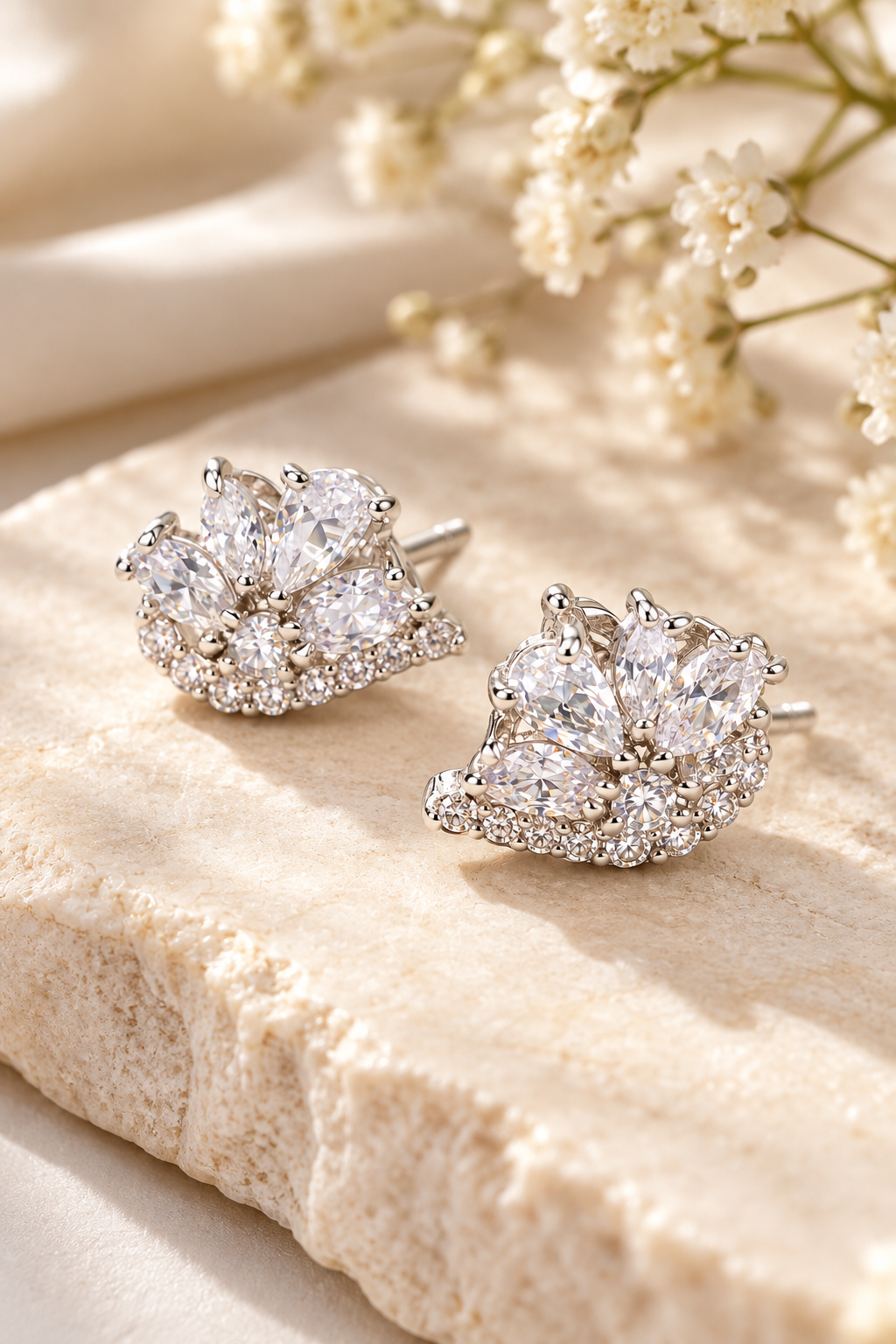 Crystal Fan Stud Earrings