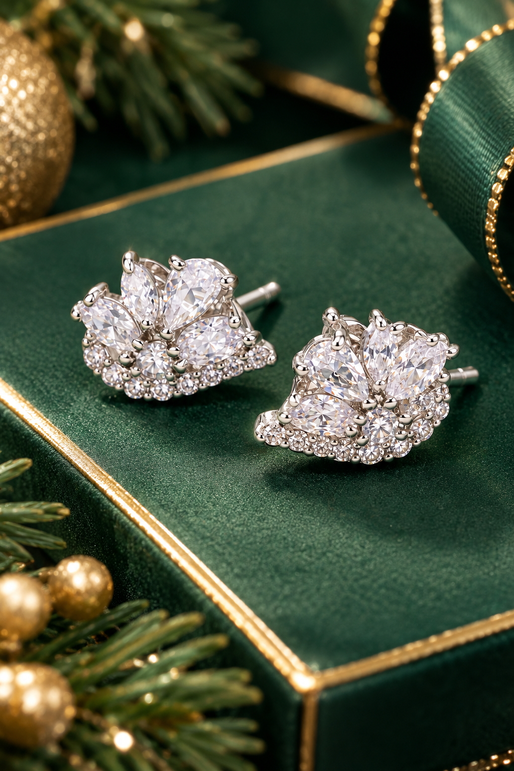 Crystal Fan Stud Earrings