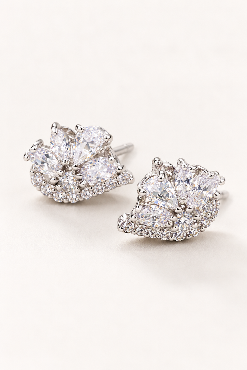 Crystal Fan Stud Earrings