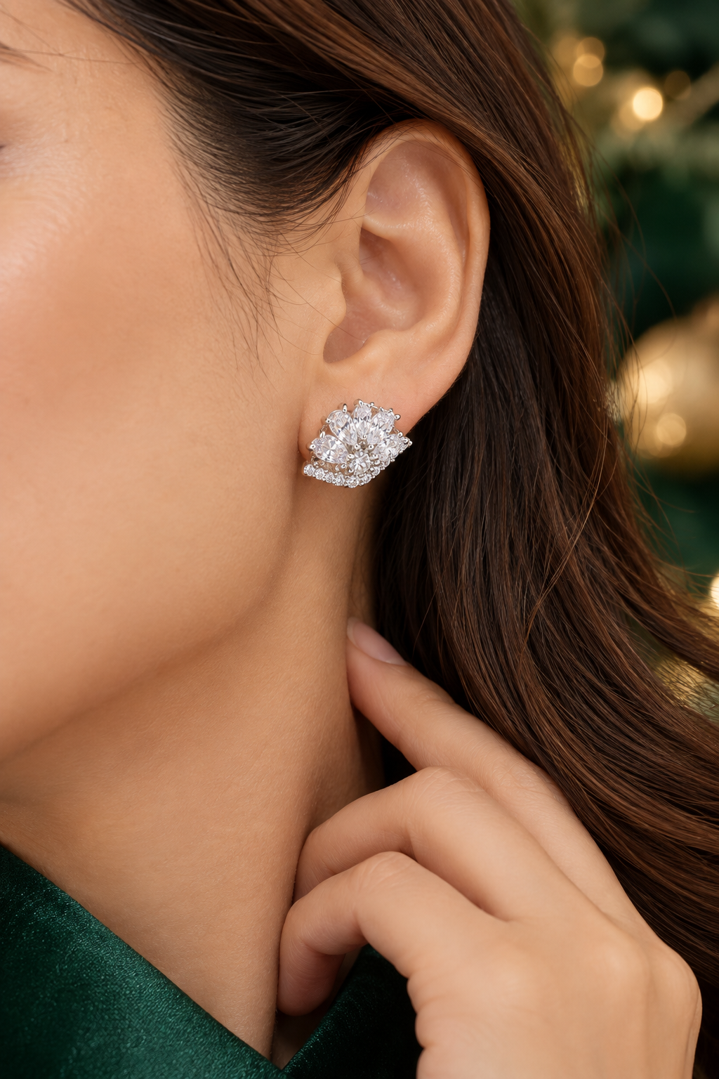 Crystal Fan Stud Earrings