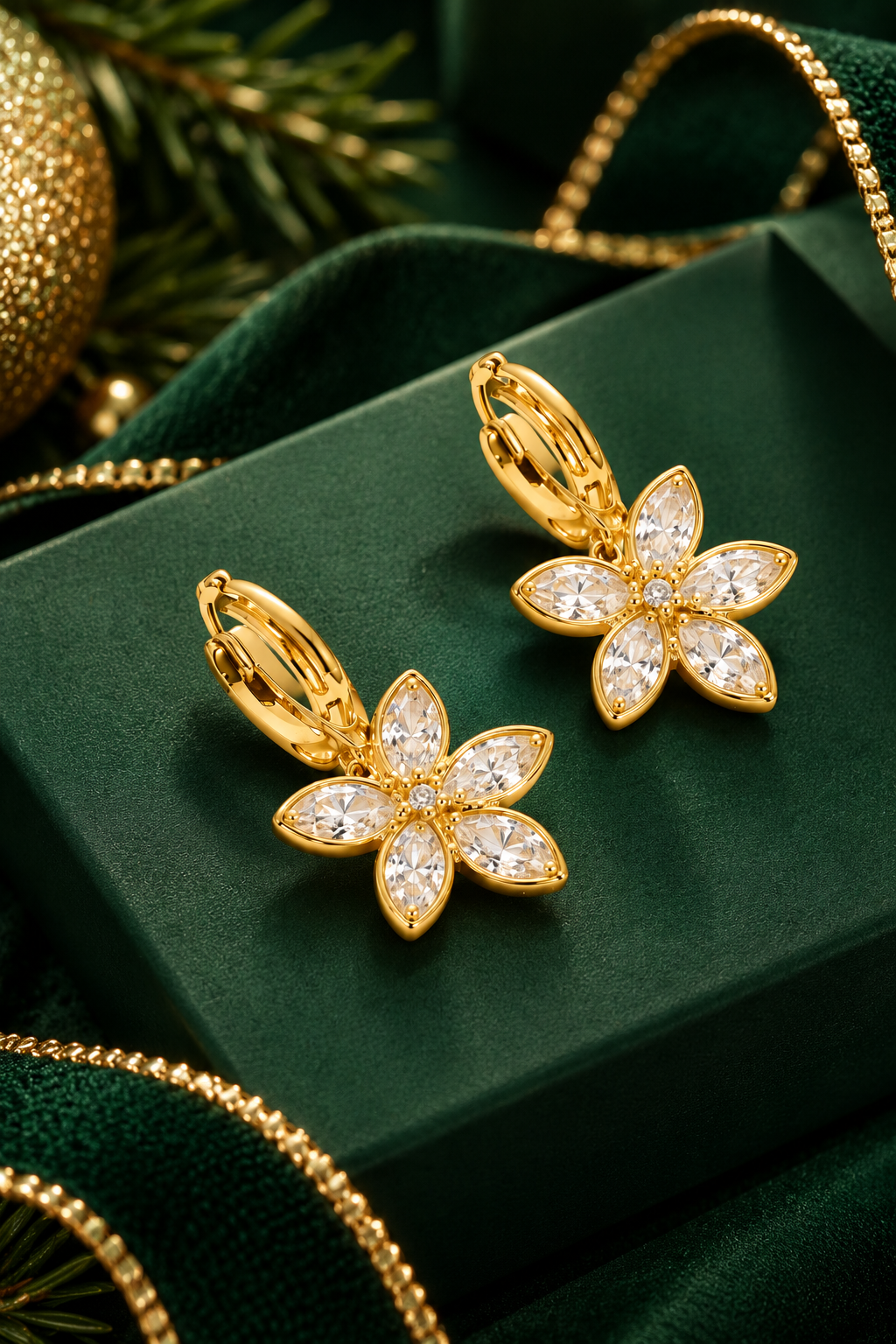 Crystal Flower Drop Earrings