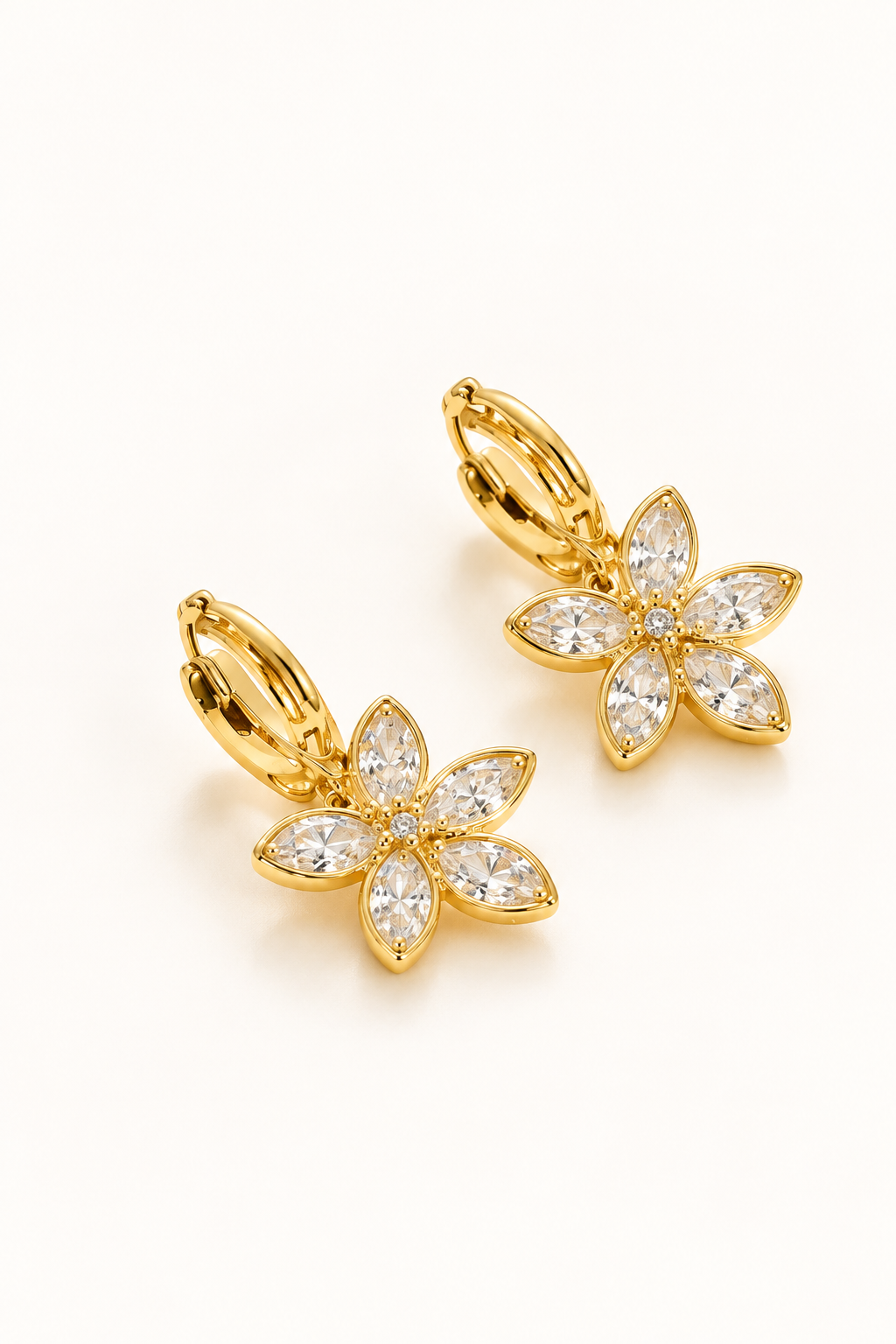 Crystal Flower Drop Earrings