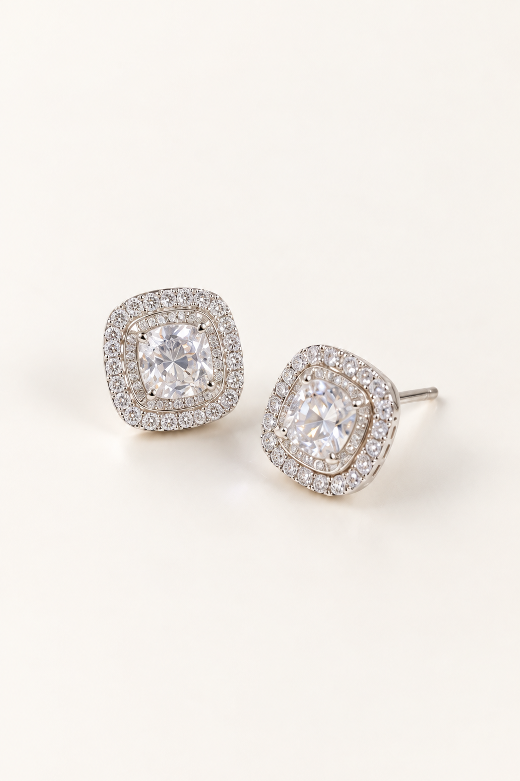 Cushion Halo Stud Earrings