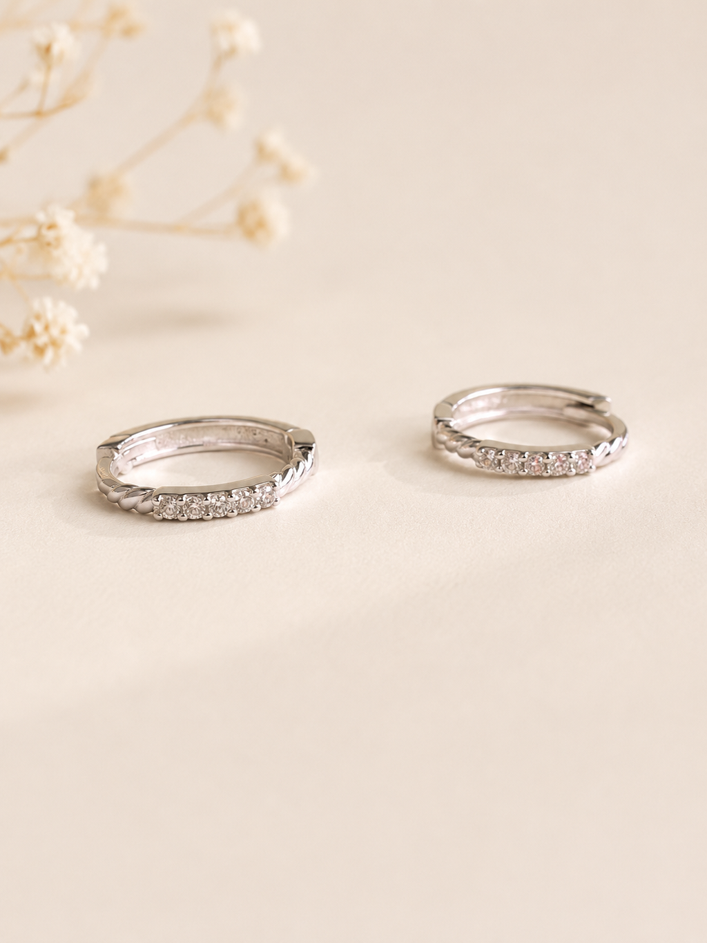 Huggie White Gold Hoop Earrings