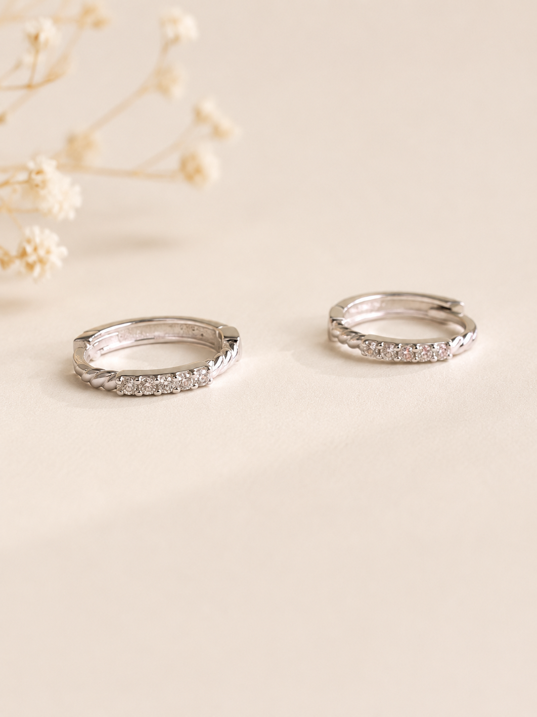 Huggie White Gold Hoop Earrings