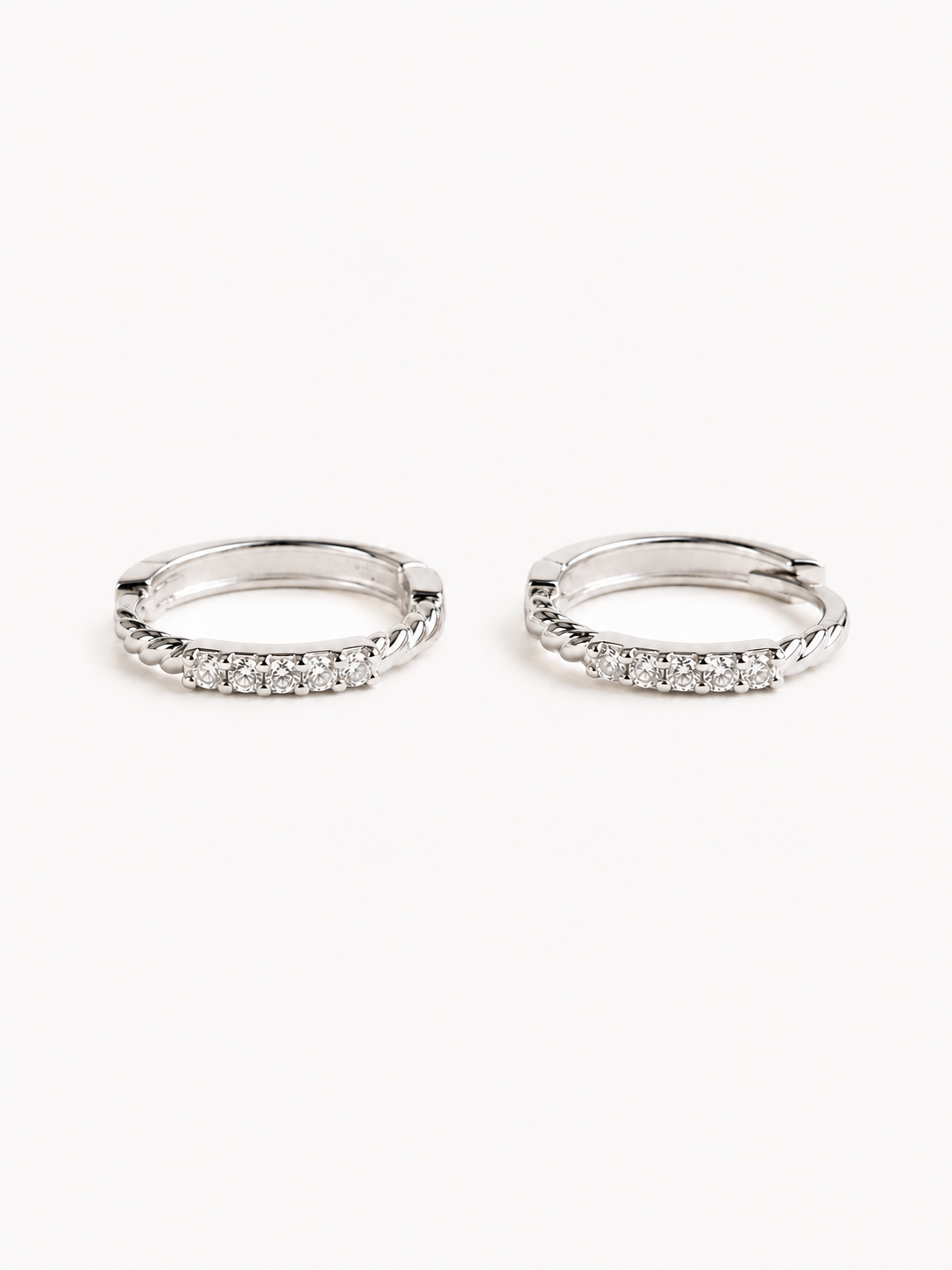Huggie White Gold Hoop Earrings