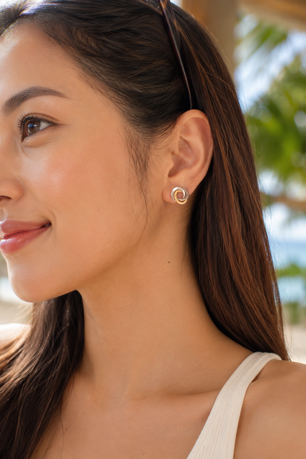 Interlock Stud Gold Earrings
