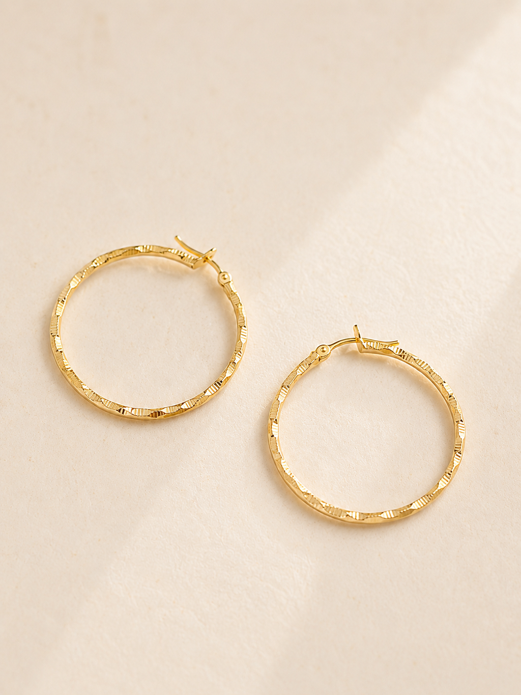Large Hoop Yellow Gold Earrings