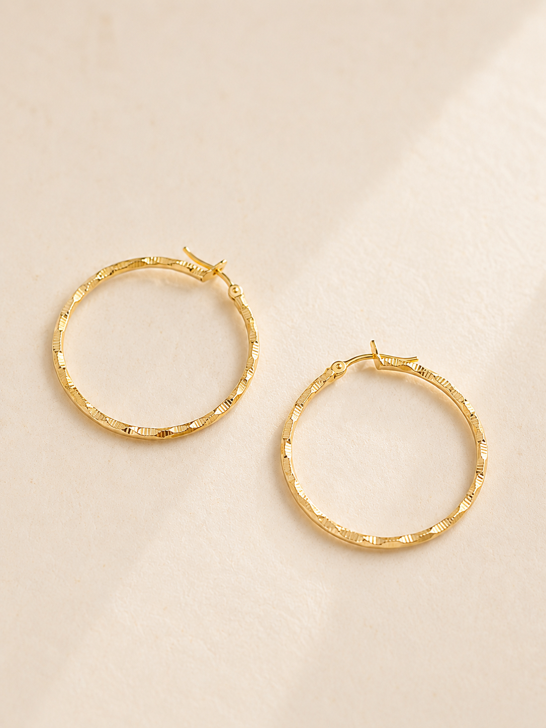 Large Hoop Yellow Gold Earrings