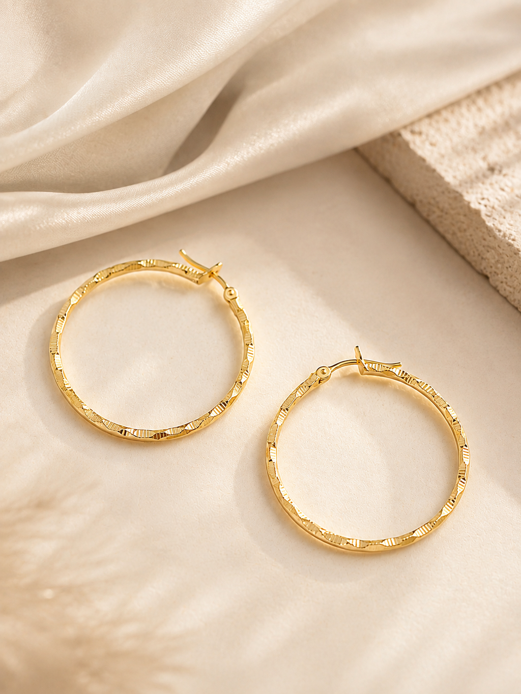 Large Hoop Yellow Gold Earrings