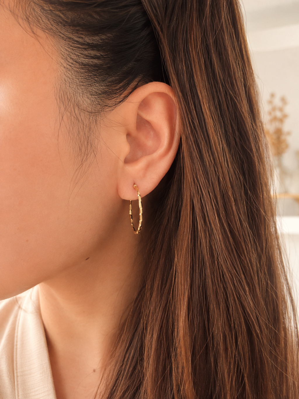 Large Hoop Yellow Gold Earrings