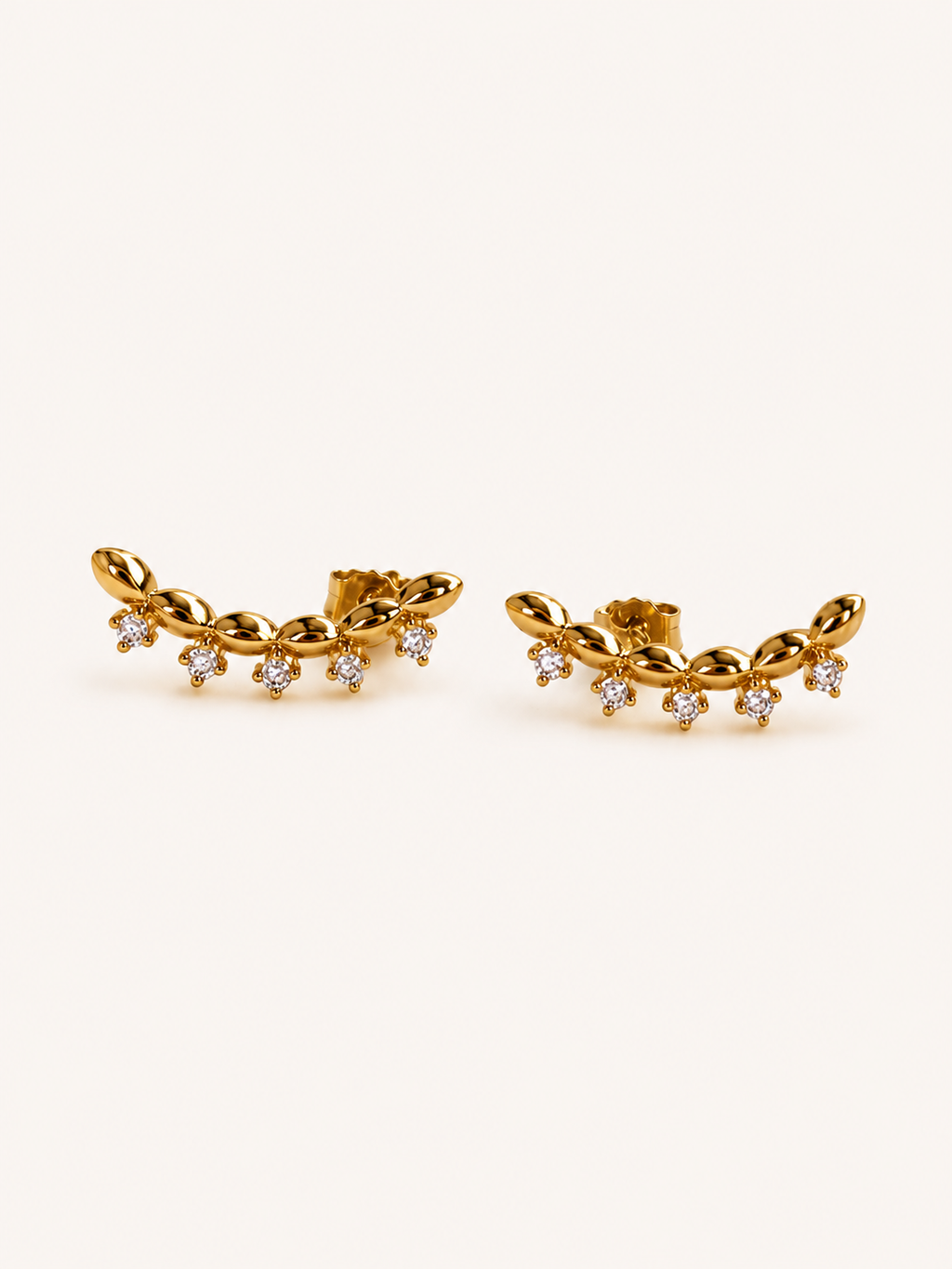 Leaf Ear Climber Gold Earrings - Yellow Gold