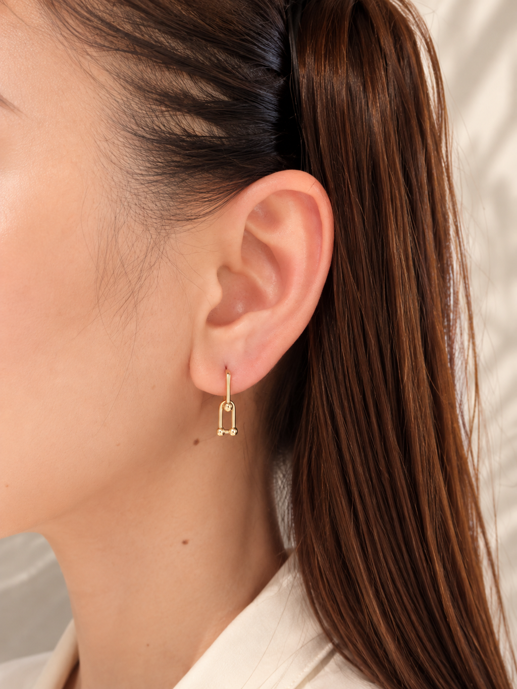 Link Drop Yellow Gold Earrings