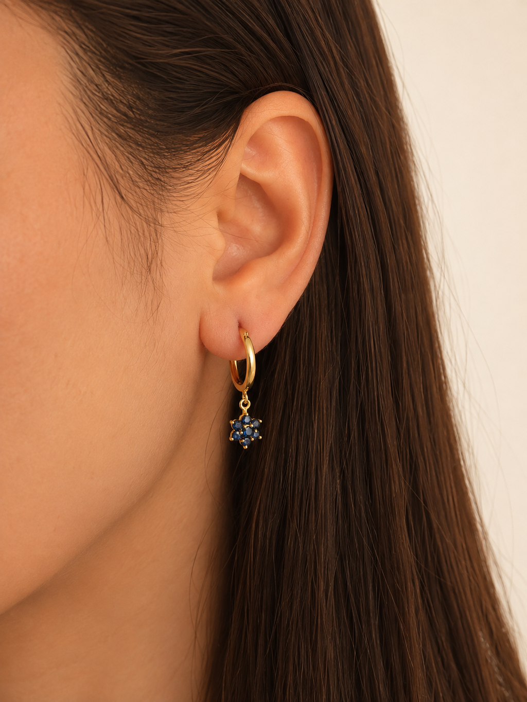Sapphire Dangling Yellow Gold Earrings