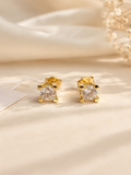 Solitaire Gem Yellow Gold Stud Earrings