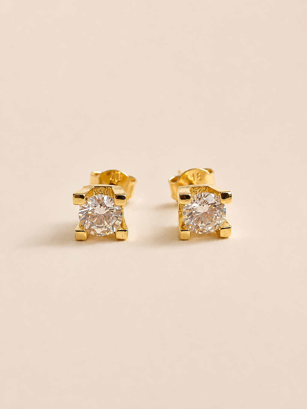 Solitaire Gem Yellow Gold Stud Earrings