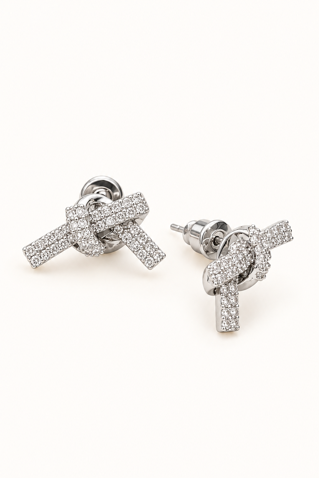 Sparkling Bow Stud Earrings