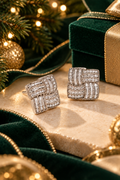 Sparkling Woven Square Stud Earrings