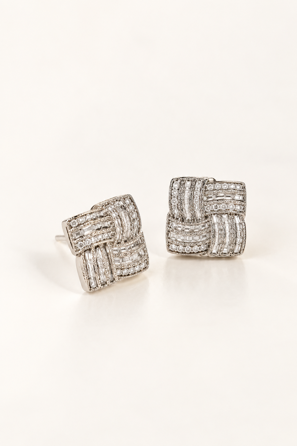 Sparkling Woven Square Stud Earrings
