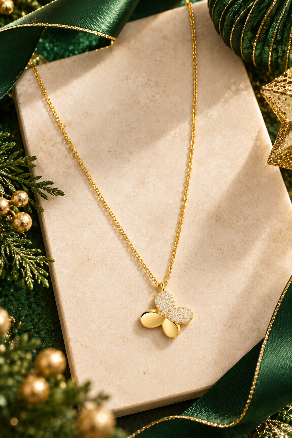The Aurelia Butterfly Necklace in 14K Yellow Gold