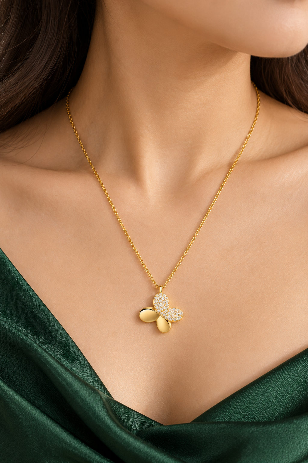 The Aurelia Butterfly Necklace in 14K Yellow Gold