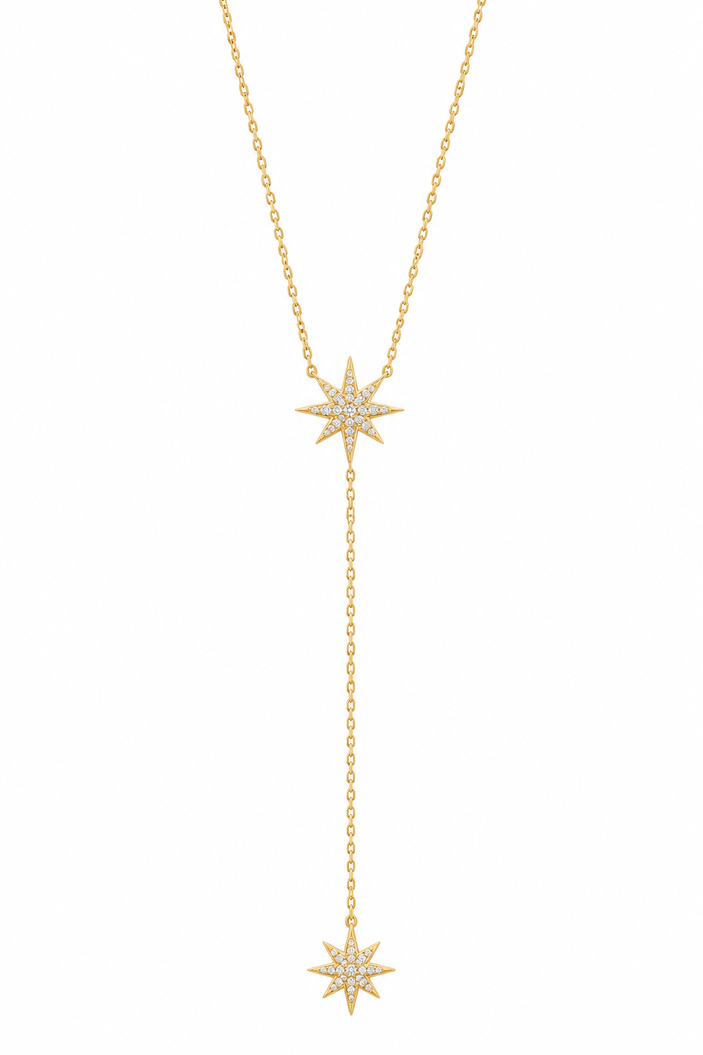 The Celeste Double Star Necklace in 14K Gold