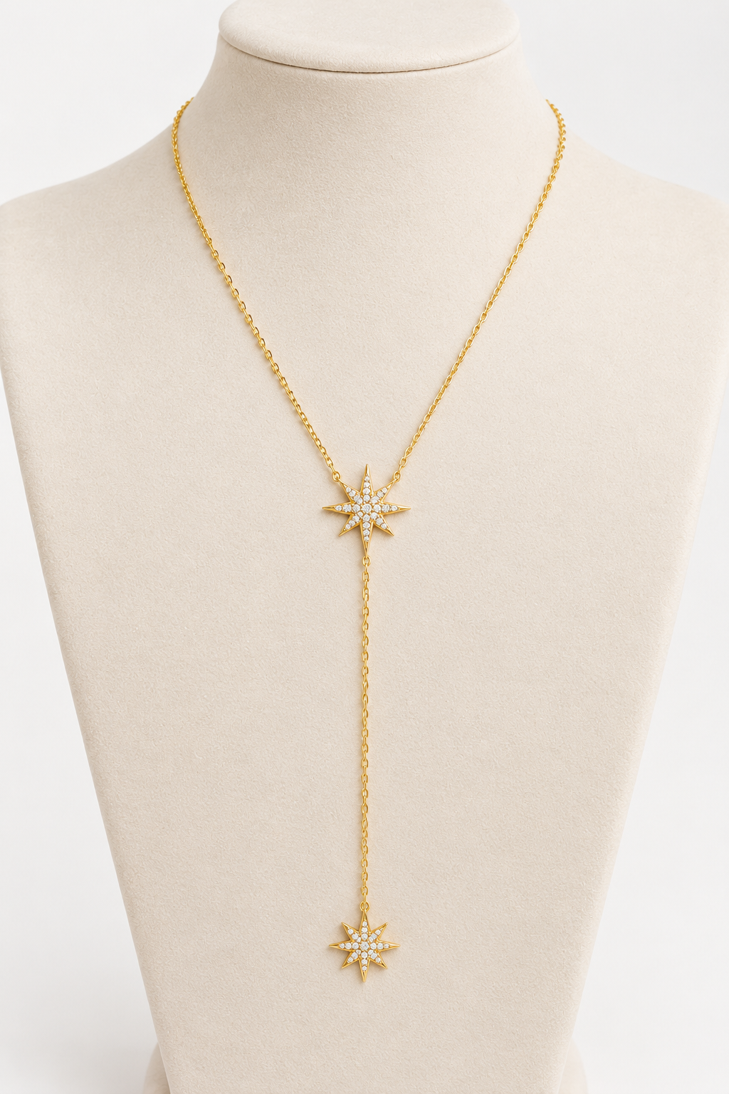 The Celeste Double Star Necklace in 14K Gold