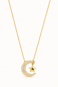 The Celeste Moon & Star Necklace | 18K Yellow Gold