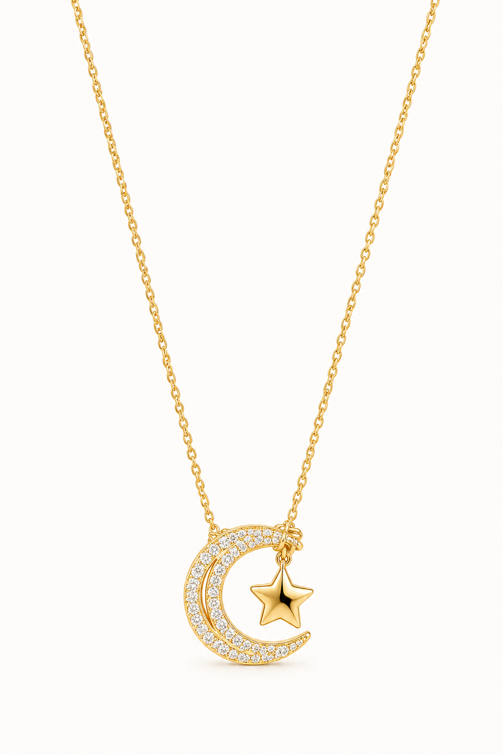 The Celeste Moon & Star Necklace | 18K Yellow Gold