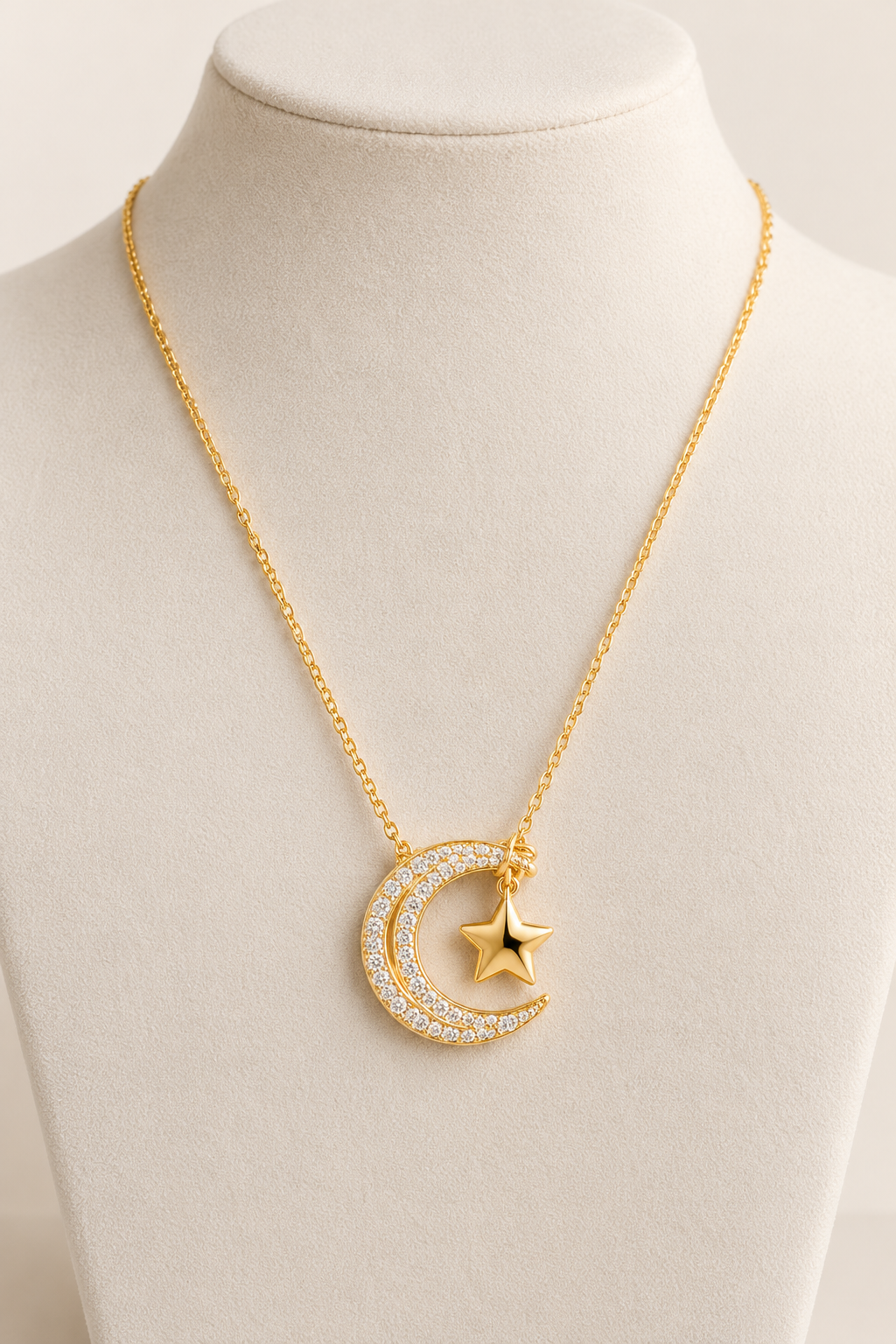 The Celeste Moon & Star Necklace | 18K Yellow Gold