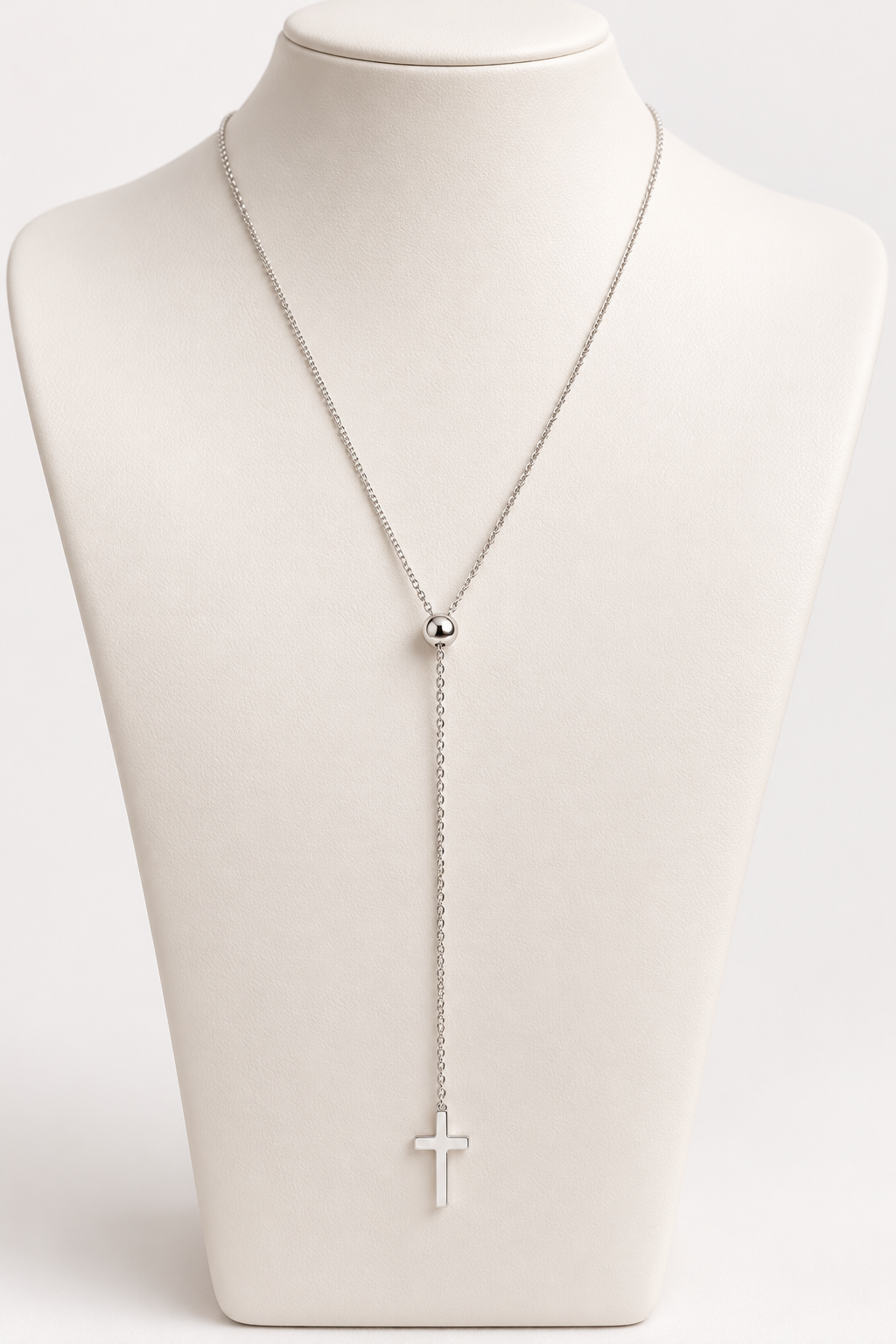The Grace Cross Necklace in 18K White Gold