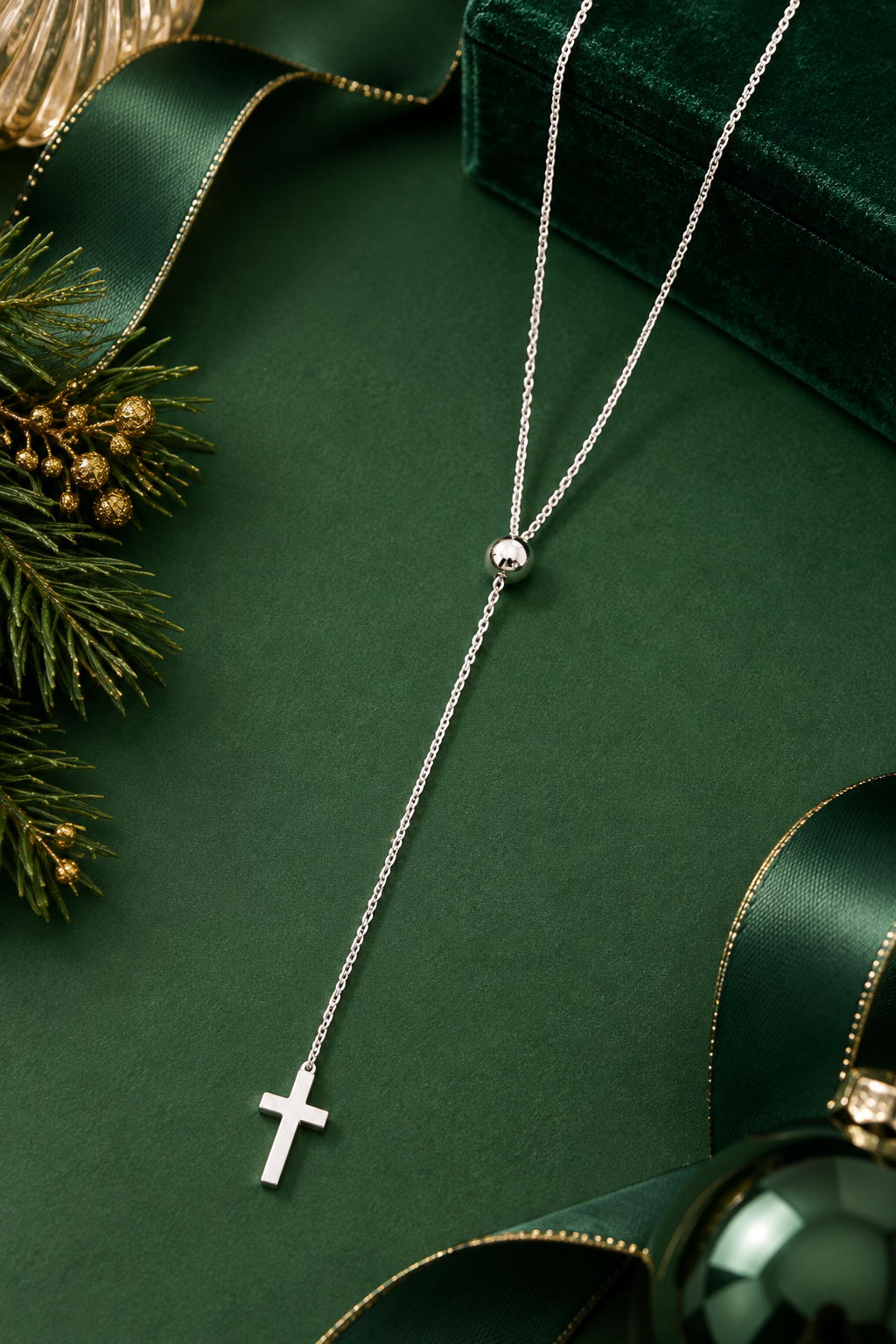 The Grace Cross Necklace in 18K White Gold