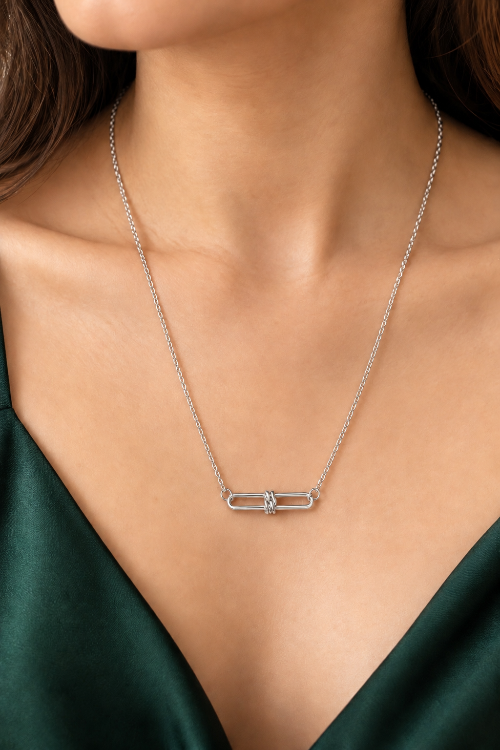 The Hardware Link Necklace in 18K White Gold