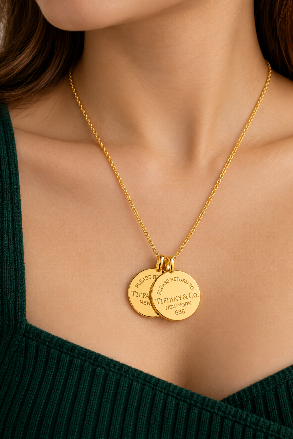 The Tiffany Two-Tone Double Coin Necklace | 14K Gold