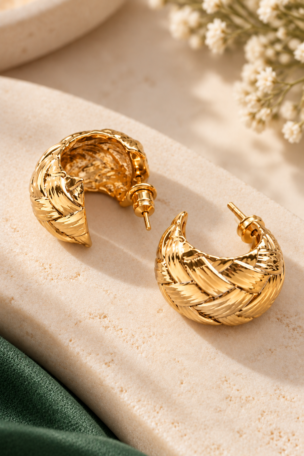 Woven Crescent Hoop Earrings