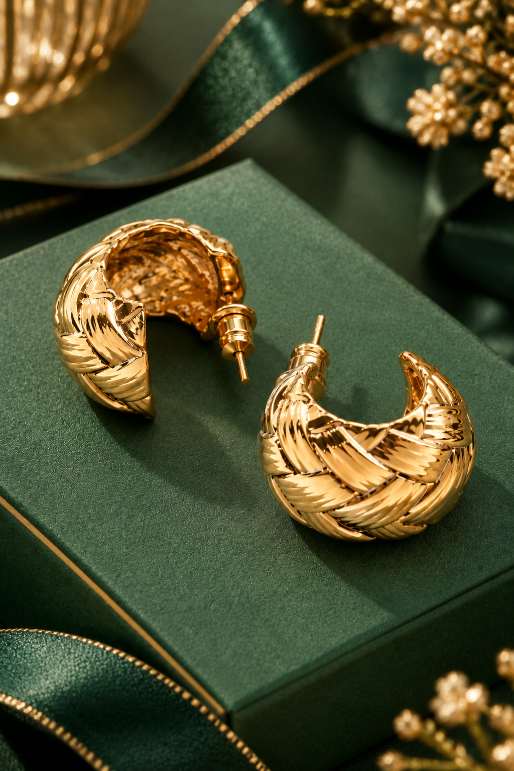 Woven Crescent Hoop Earrings