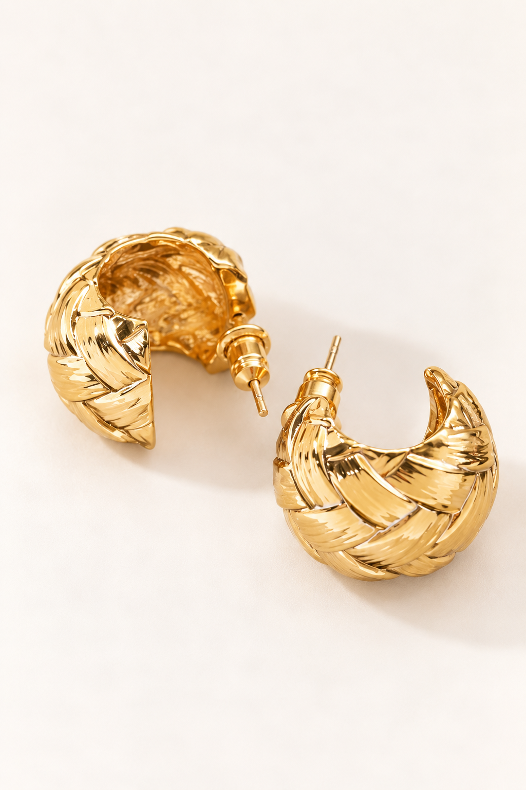 Woven Crescent Hoop Earrings