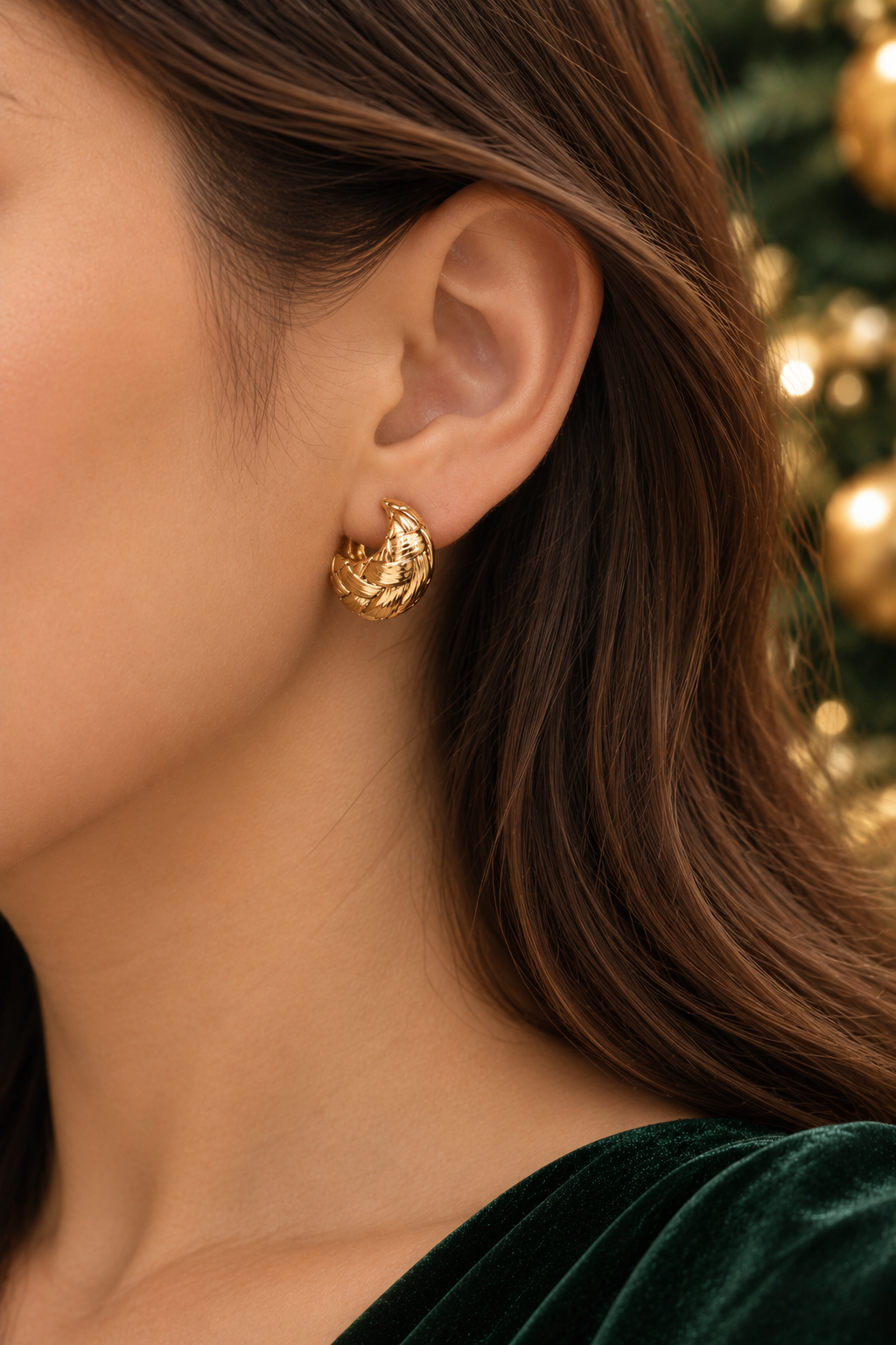 Woven Crescent Hoop Earrings